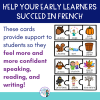 L'automne: French Fall Writing Activity w/ Silly Sentence Builder Cards FRANÇAIS