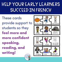 French Halloween Writing Activity Center w/ Silly Sentence Builder Cards