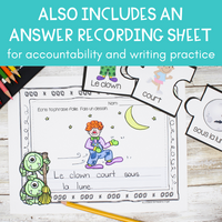 French Halloween Writing Activity Center w/ Silly Sentence Builder Cards
