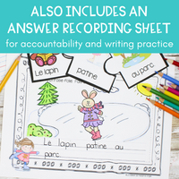 French Winter Writing Activity w/ Silly Sentence Builder Cards ACTIVITÉ D' HIVER