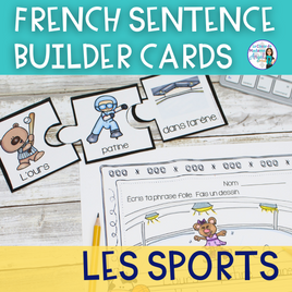 Les sports: French Sports Writing Activity with Silly Sentence Building Cards