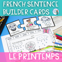 Le printemps: French Spring Writing Activity with Silly Sentence Building Cards