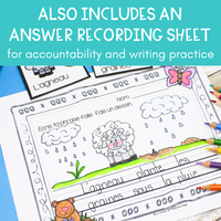 Le printemps: French Spring Writing Activity with Silly Sentence Building Cards