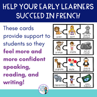 French Zoo Animals Writing Activity w/ Silly Sentence Builder Cards EN FRANÇAIS