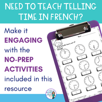 L'heure: French Telling Time Activities to the Hour & Half Hour | 20 PRINTABLES