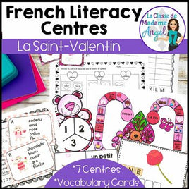 La Saint-Valentin - French Valentine's Day Literacy Centres and Vocabulary Cards