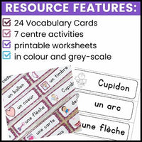 La Saint-Valentin - French Valentine's Day Literacy Centres and Vocabulary Cards