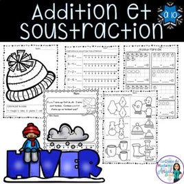 Addition et soustraction à 10:  French Addition and Subtraction to 10 (l'hiver)