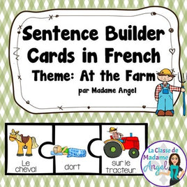 Farm Themed Sentence Builder Cards in French (la ferme)