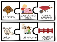 Farm Themed Sentence Builder Cards in French (la ferme)