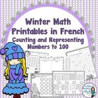 Winter Math Printables in French - Counting and Representing Numbers to 100