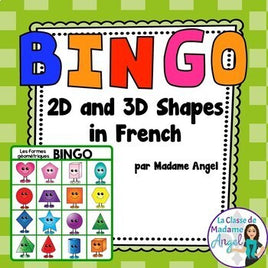 2D and 3D Geometry Shape Bingo Game in French