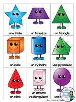 2D and 3D Geometry Shape Bingo Game in French