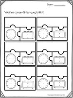 Quelle heure est-il?  French Telling Time Puzzles to the Hour and Half Hour