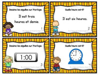 Les cartes à tâches: French Telling Time Task Cards to the Hour and Half Hour