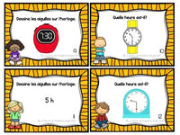 Les cartes à tâches: French Telling Time Task Cards to the Hour and Half Hour