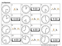 Les cartes à tâches: French Telling Time Task Cards to the Hour and Half Hour