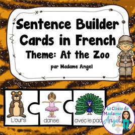 Zoo Themed Sentence Builder Cards in French