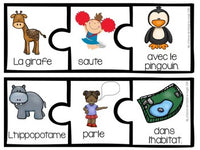 Zoo Themed Sentence Builder Cards in French