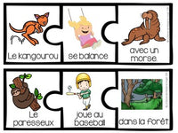 Zoo Themed Sentence Builder Cards in French