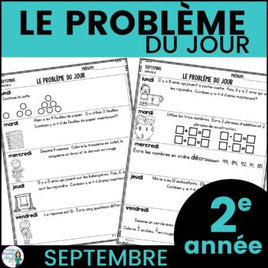 Le problème du jour: French Grade 2 Math Word Problem of the day (septembre)