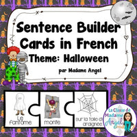 French Halloween Themed Silly Sentence Builder Cards