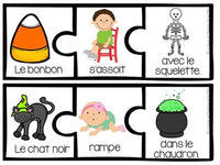 French Halloween Themed Silly Sentence Builder Cards