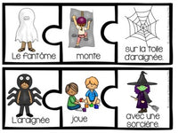 French Halloween Themed Silly Sentence Builder Cards