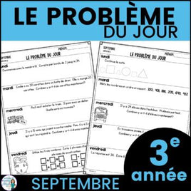 Le problème du jour: French Grade 3 Math Word Problem of the Day (septembre)