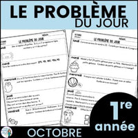 Le problème du jour: First Grade French Math Word Problem of the day (octobre)