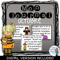 Écriture:  French Journal Writing Prompts for October