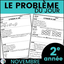 Le problème du jour: French Grade 2 Math Word Problem of the day (novembre)