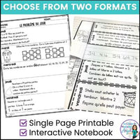 Le problème du jour: French Grade 2 Math Word Problem of the day (novembre)