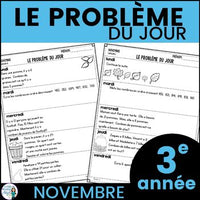 Le problème du jour: French Grade 3 Math Word Problem of the day (novembre)