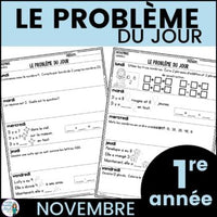 Le problème du jour: French Grade 1 Math Word Problem of the day (novembre)