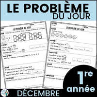 Le problème du jour: French Grade 1 Math Word Problem of the day (décembre)