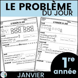 Le problème du jour: French Grade 1 Math Word Problem of the Day (janvier)