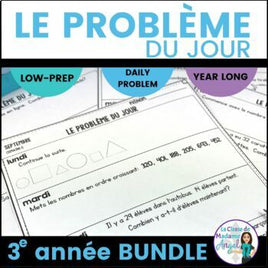 Le problème du jour: French Grade 3 Math Word Problem of the Day BUNDLE