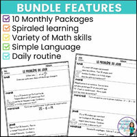 Le problème du jour: French Grade 2 Math Word Problem of the Day BUNDLE