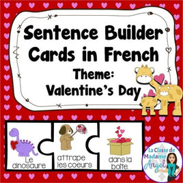 La Saint-Valentin:  French Valentine Themed Sentence Builder Cards