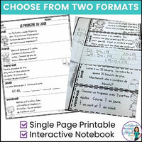 Le problème du jour: French Grade 2 Math Word Problem of the day (mars)