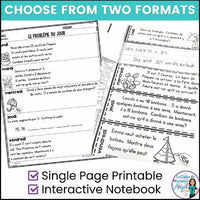 Le problème du jour: French Grade 2 Math Word Problem of the day (avril)