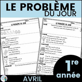 Le problème du jour: French Grade One Math Problem of the Day (avril)