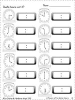 L'heure:  French Telling Time Printables to the Hour and Half Hour