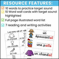 French Phonics Activities: Mon cahier des sons {les sons composés ail/aille}