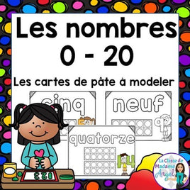 Les nombres 0 - 20:   Numbers 0 to 20 Play Dough Cards in French