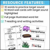 French Phonics Activities: Mon cahier des sons {La letter h}