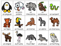 Zoo Themed Bingo Game in French