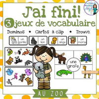 Zoo:  3 Zoo Themed Vocabulary Games in French