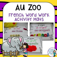 Zoo Themed Word Work Activity Mats in French